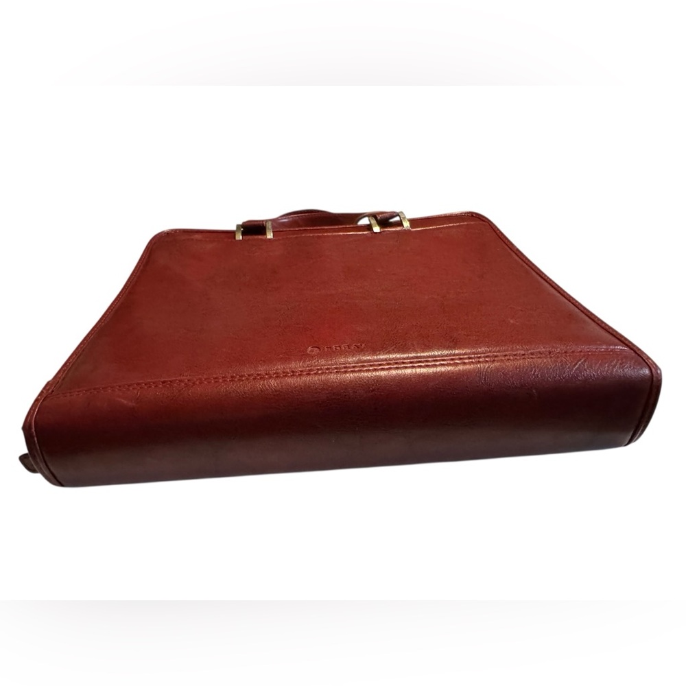 High End Foray Deep Red Women’s Briefcase Attache Vegan Leather Bag Planner - Picture 4 of 15